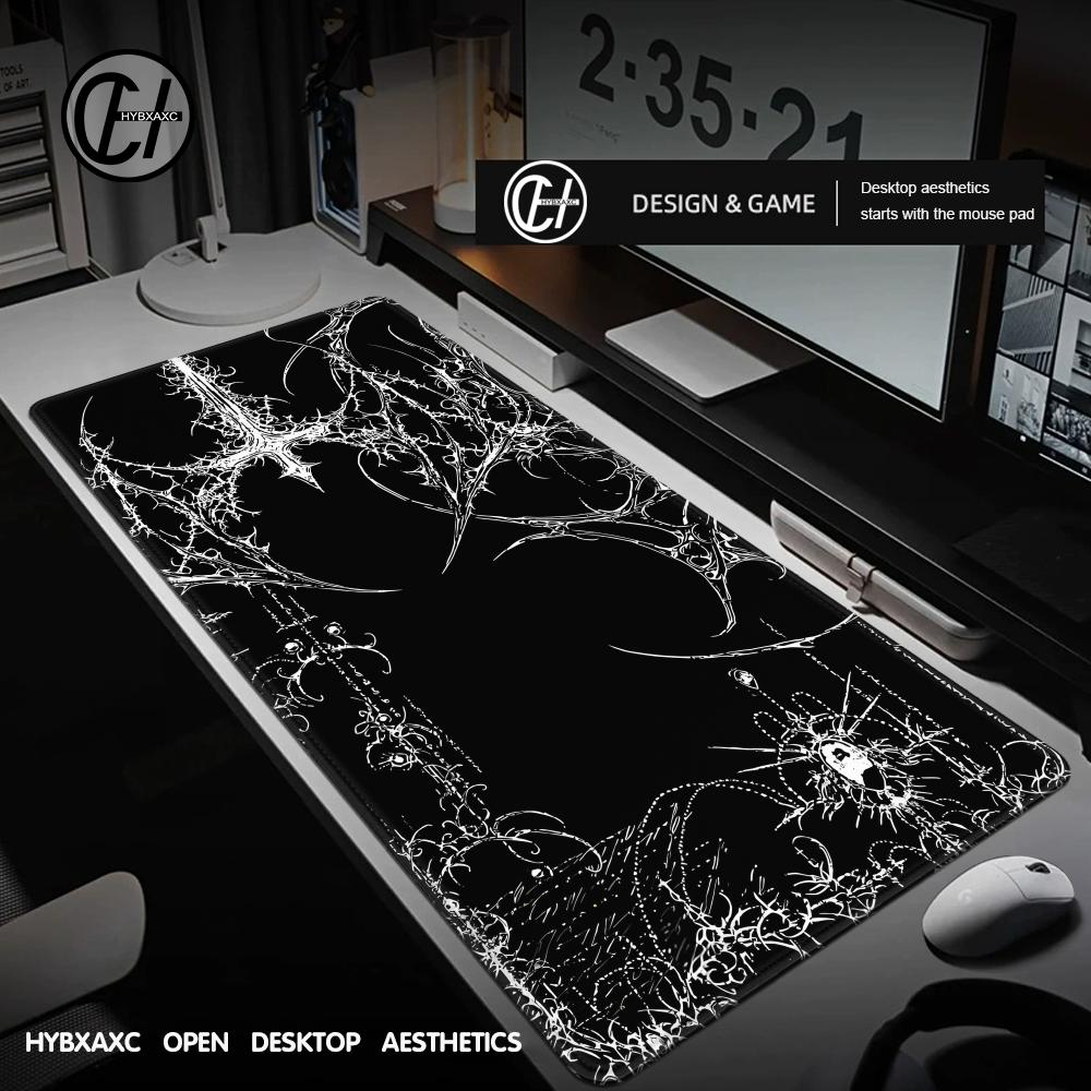 Desk Setup Accessories Aesthetic - Hitam Putih Cybersigilism Deskmat Gothic Centipede