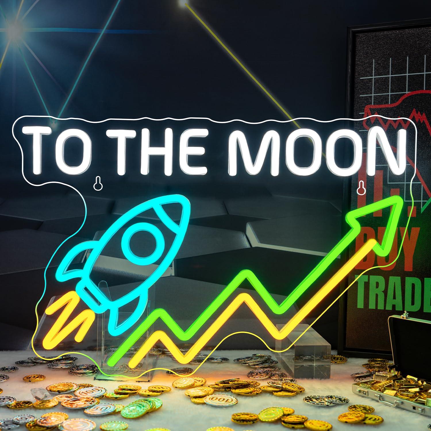 Desk Setup Trading - Lampu Neon Stok Saham, Aksesoris Trading