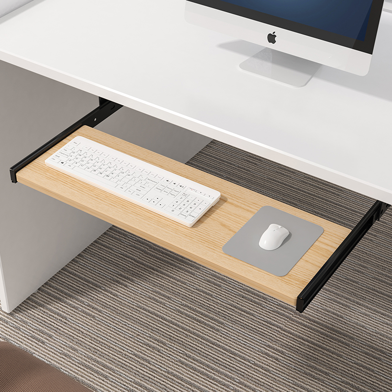 Desk Setup With Keyboard Tray - Rak Keyboard Kayu di Bawah Meja