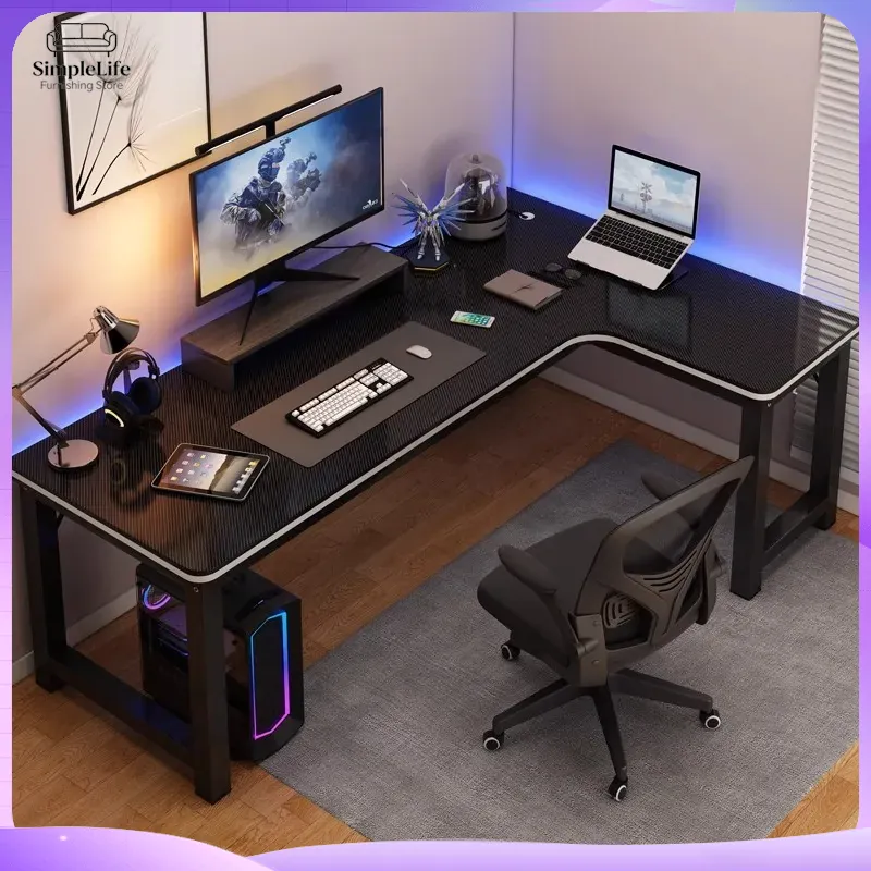 Desk Setup With Laptop And Monitor - Meja Gaming Sudut untuk Komputer PC