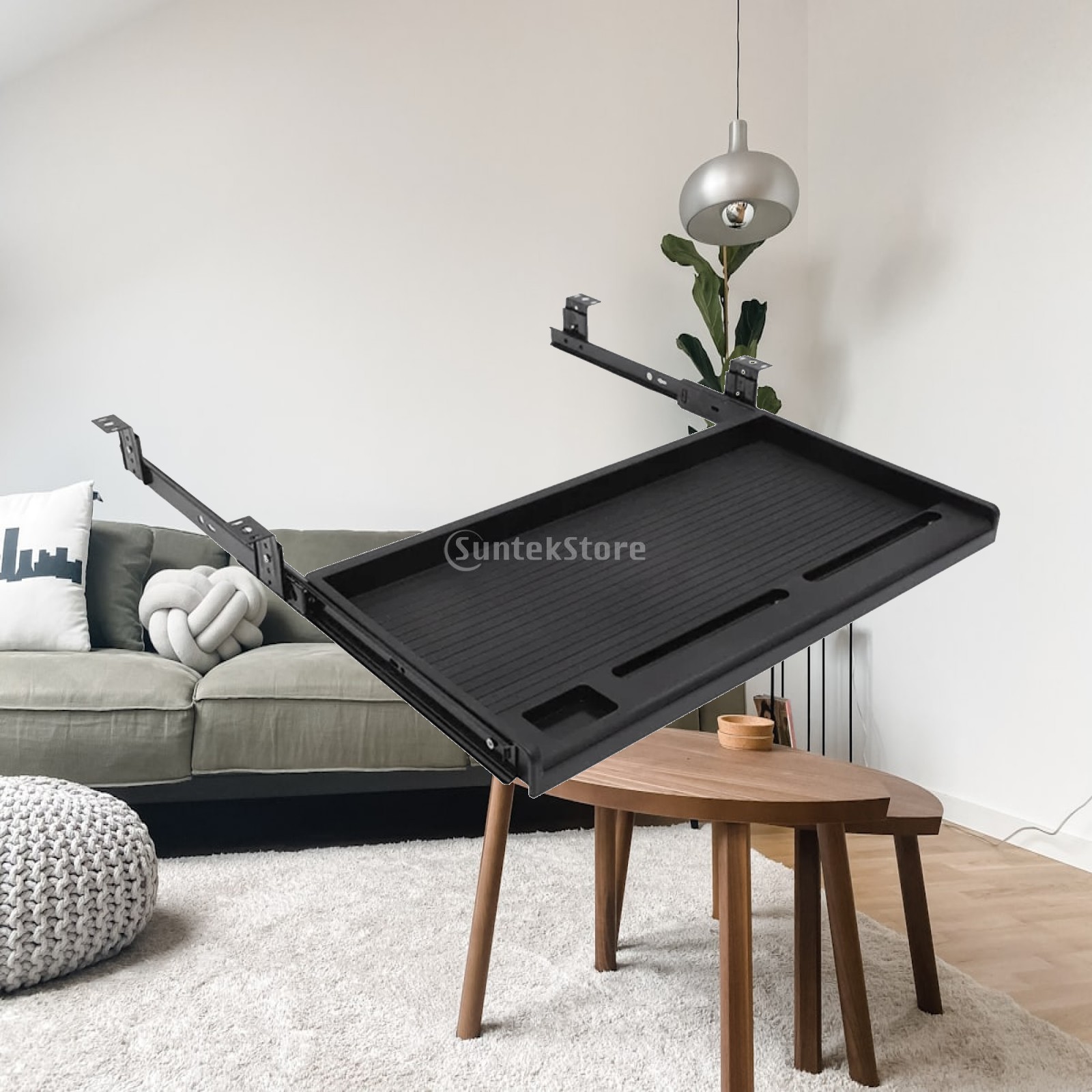 Desk Setup With Keyboard Tray - Laci Keyboard Geser di Bawah Meja,