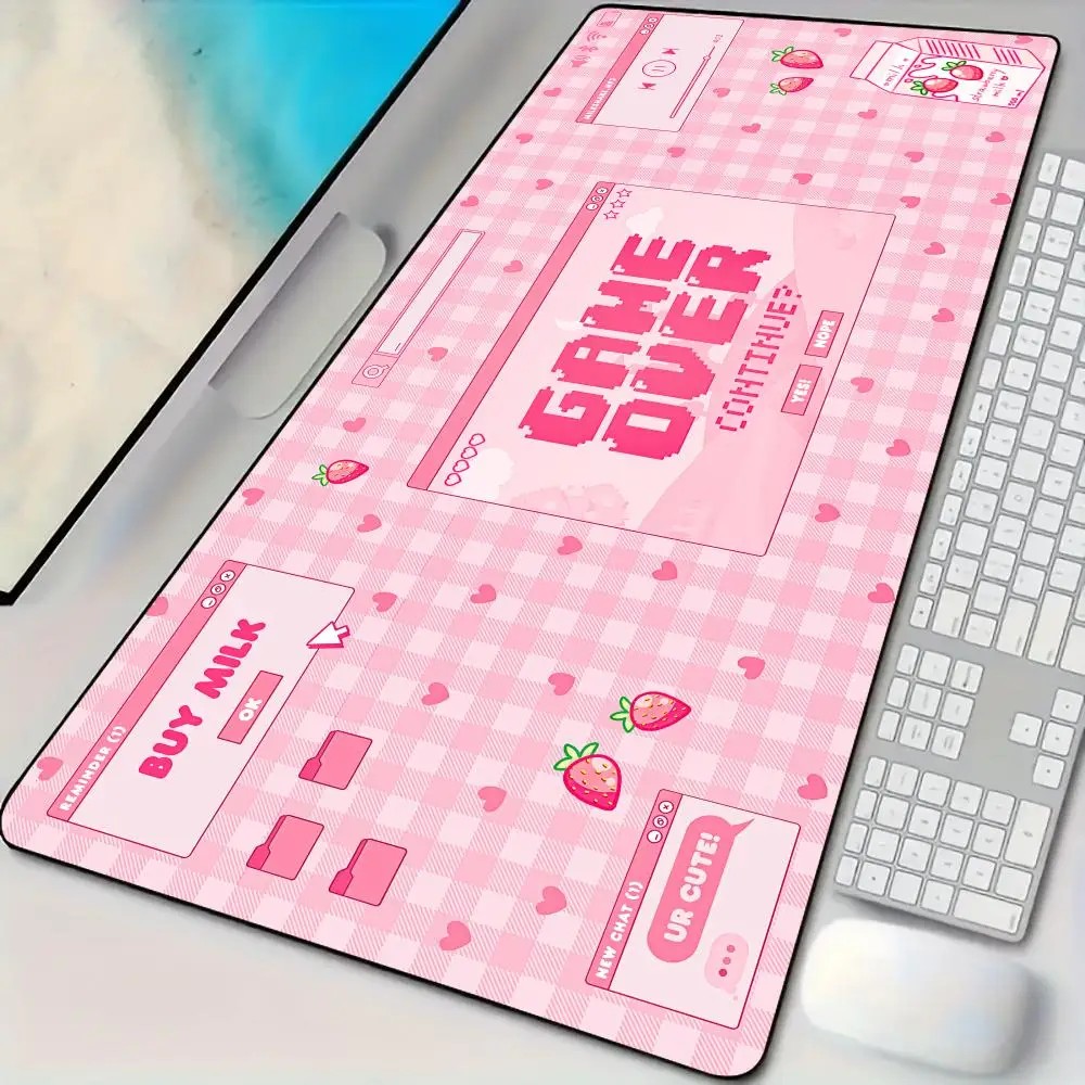 Desk Setup Pink - VIKAMA Pink Plaid GAME OVER Alas