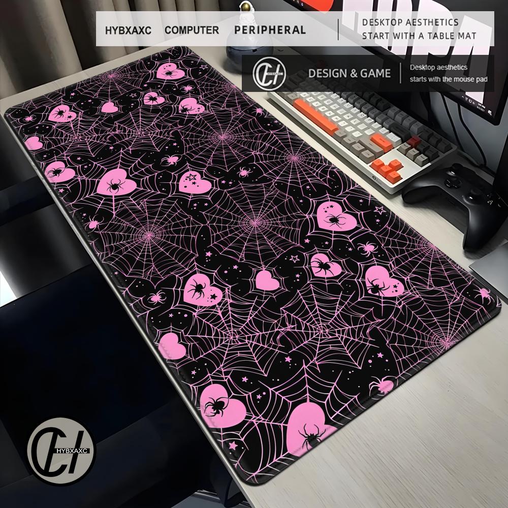 Desk Setup Pink - Alas Meja Berbentuk Hati Jaring Laba-laba
