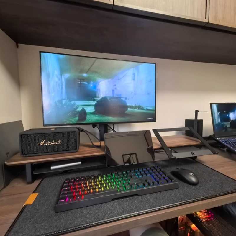 Desk Setup With Laptop And Monitor - Stand Monitor Modular Ergonomis, Organizer Meja,