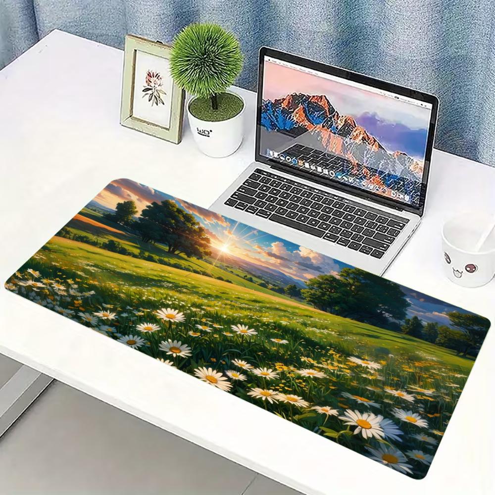 Desk Setup Natural - Alas Mouse Gaming Besar Motif Padang