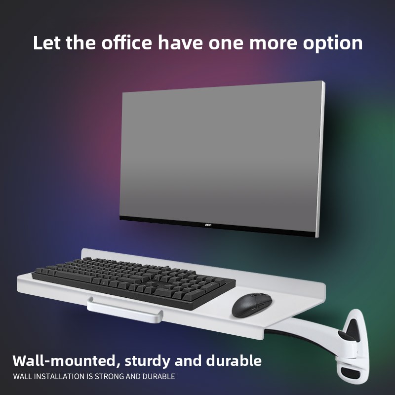 Desk Setup With Keyboard Tray - Rak Keyboard Dinding Industri, Dudukan Mouse