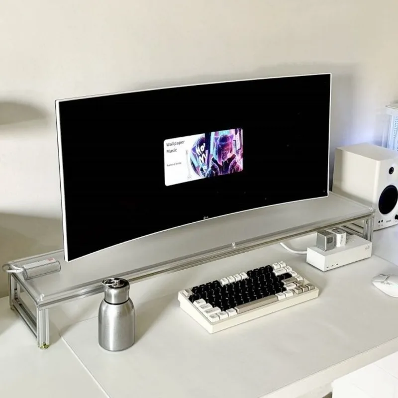 Desk Setup With Laptop And Monitor - Dudukan Monitor Aluminium Akrilik Desktop Riser
