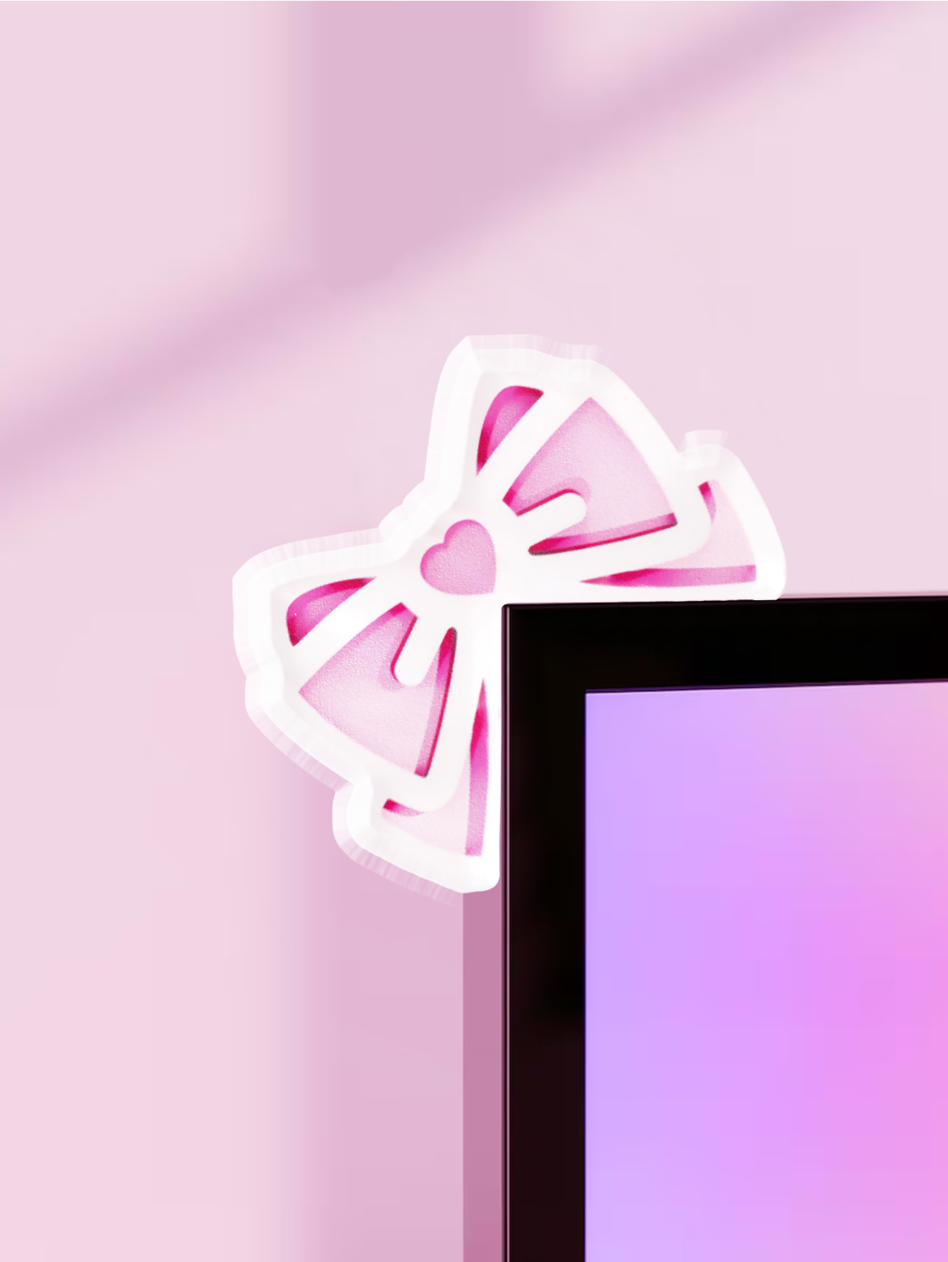 Desk Setup Pink - Dekorasi Monitor Pita Kawaii Aksesori PC