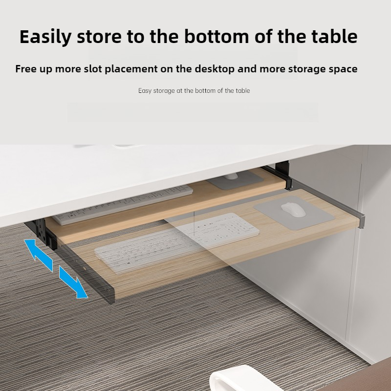 Rak Keyboard Kayu di Bawah Mej - Desk Setup With Keyboard Tray ulasan dan harga