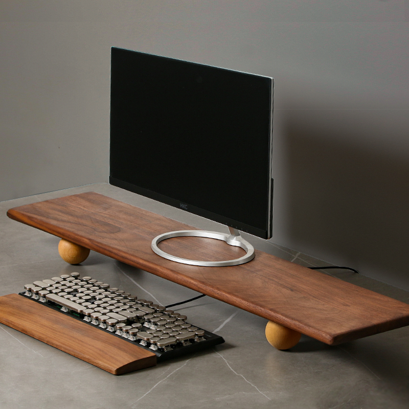 Penyangga Monitor Kayu Solid,  - Desk Setup With Laptop And Monitor ulasan dan harga