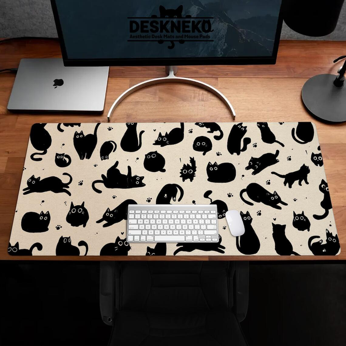 Alas Mouse kucing hitam lucu p - Desk Setup Pink ulasan dan harga