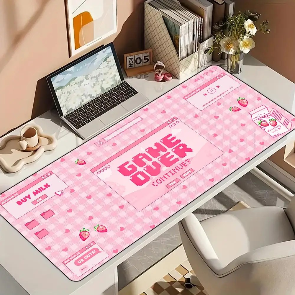 VIKAMA Pink Plaid GAME OVER Al - Desk Setup Pink ulasan dan harga
