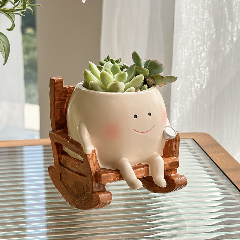 Pot Tanaman Sukulen Resin Bent - Desk Setup Green ulasan dan harga