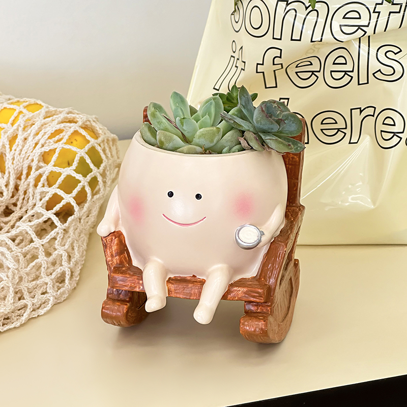 Pot Tanaman Sukulen Resin Bent - Desk Setup Green ulasan dan harga