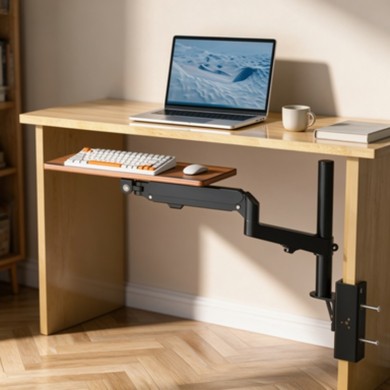 Rak Keyboard Hemat Ruang di Ba - Desk Setup With Keyboard Tray ulasan dan harga