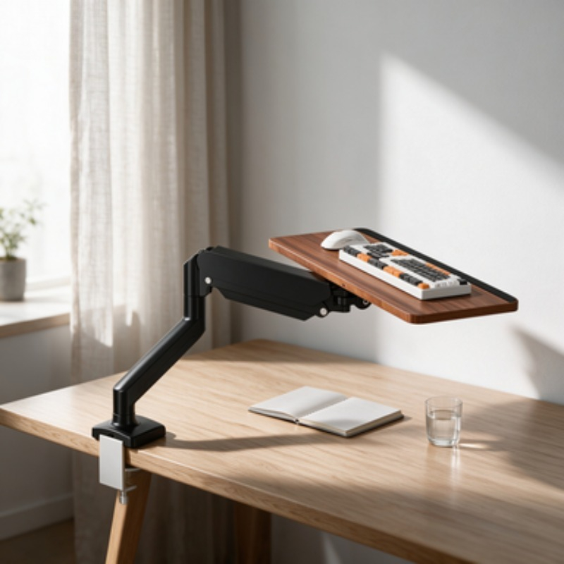 Rak Keyboard Hemat Ruang di Ba - Desk Setup With Keyboard Tray ulasan dan harga