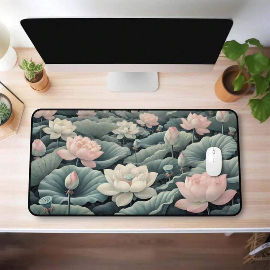 Alas Meja Bunga Teratai Besar  - Desk Setup Natural ulasan dan harga
