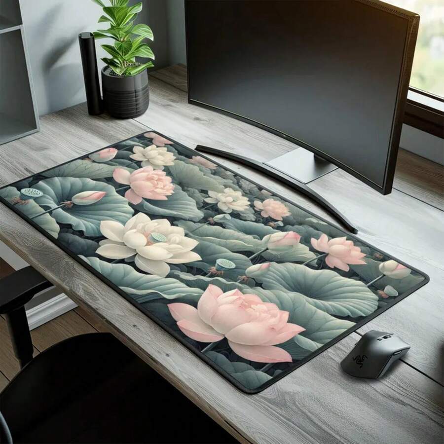 Alas Meja Bunga Teratai Besar  - Desk Setup Natural ulasan dan harga