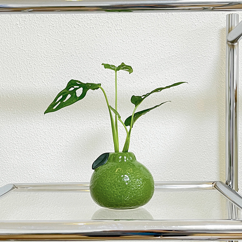 Vas Plastik, Vas Hijau-Oranye  - Desk Setup Green ulasan dan harga