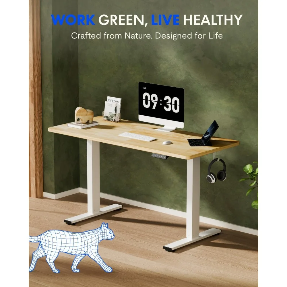 FLEXISPOT Meja Berdiri Kayu So - Desk Setup Natural ulasan dan harga