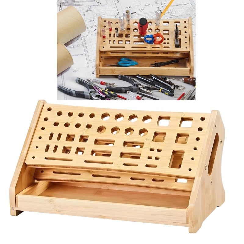 K1AE Rak Penyimpanan Kayu Alam - Desk Setup Natural ulasan dan harga
