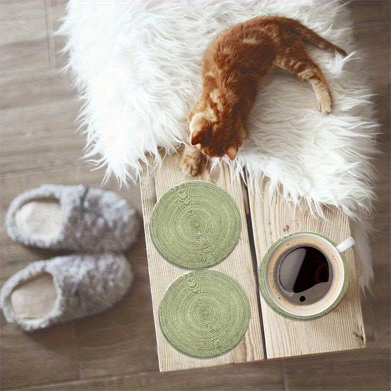 6pcs Alas Gelas Kayu Bundar 4i - Desk Setup Green ulasan dan harga